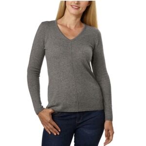 BELFORD [Bloomingdale's] 100% Cashmere Soft Gray V-Neck Sweater | S